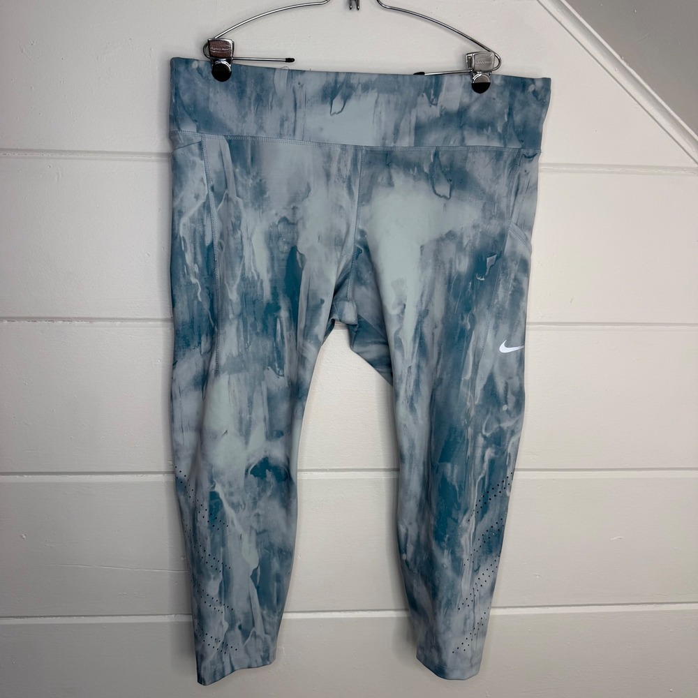 Nike Dri Fit 3x Leggings Blue Tie Dye Epic Luxe Running Leggings